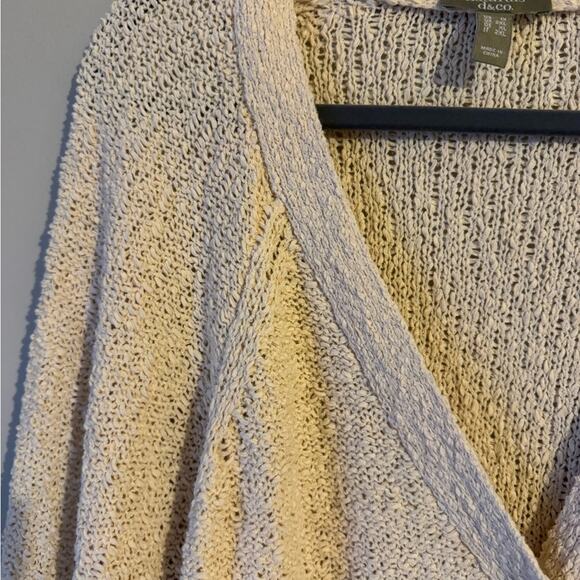 Naturals D & Co Textured Open Knit Cream Cardigan Front Button Beachy Coastal - Picture 3 of 10